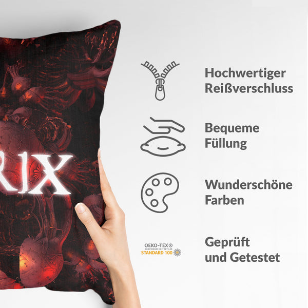Almohada de salud roja The Matrix Schriftzug