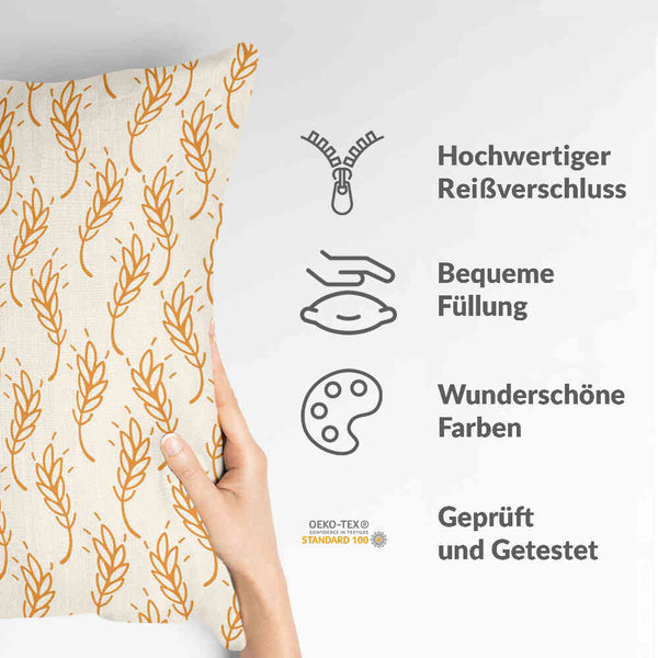 Almohada de salud blanca con trigo amarillo
