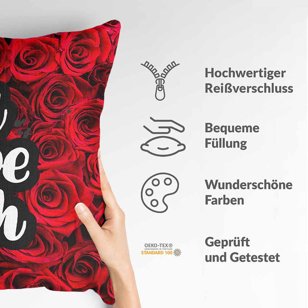 Almohada de salud rosas "Te amo"