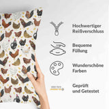 Almohada de salud blanca con muchas gallinas