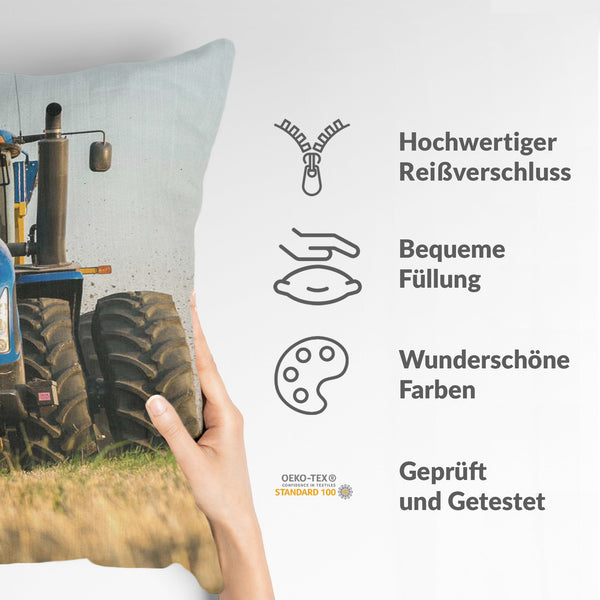 Almohada de salud tractor en azul
