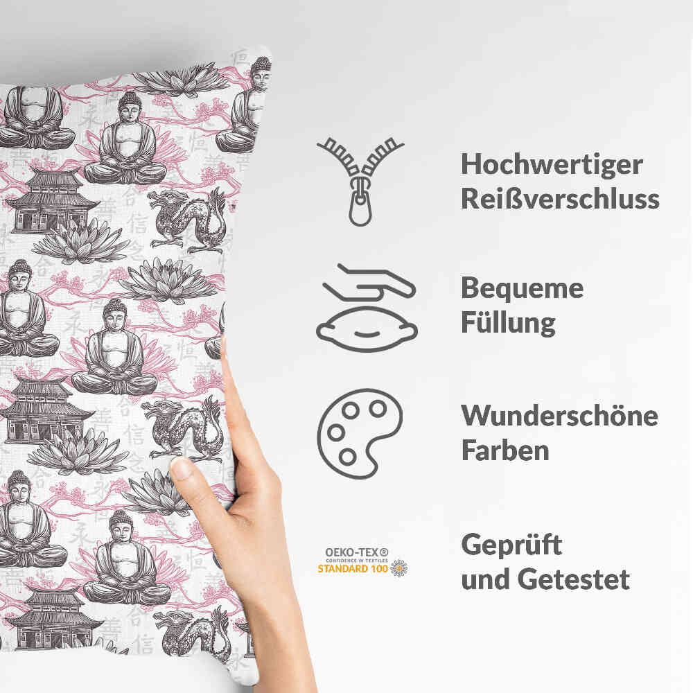 Almohada de salud con Buda rosa