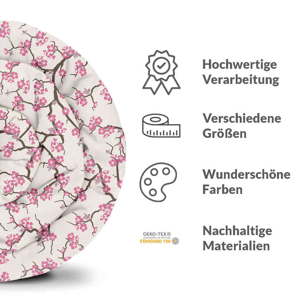 Set de ropa de cama con manta terapéutica flor de cerezo japonesa