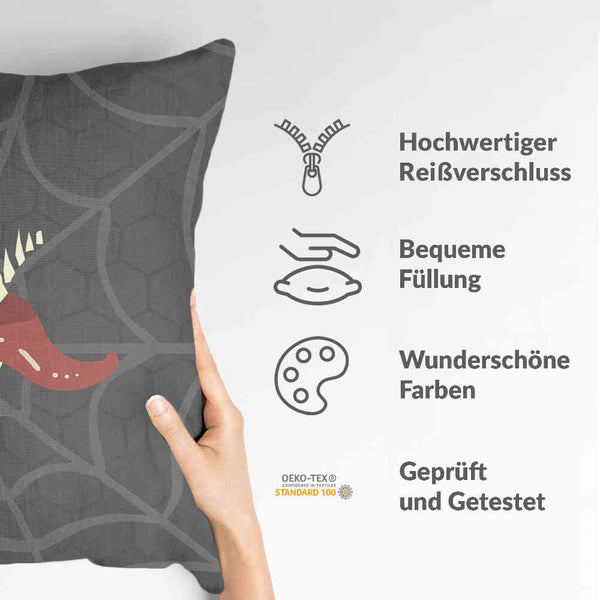 Almohada de salud gris con telaraña