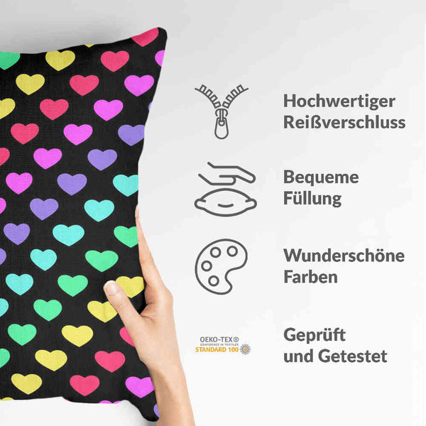 Almohada de salud corazones coloridos