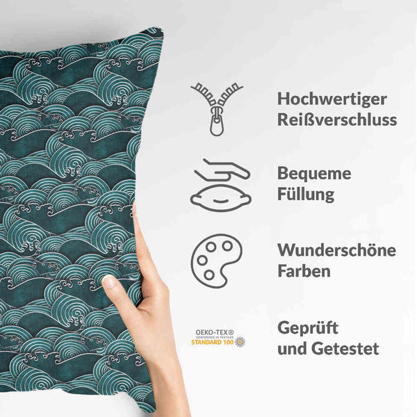 Almohada de salud ondas turquesa-verde