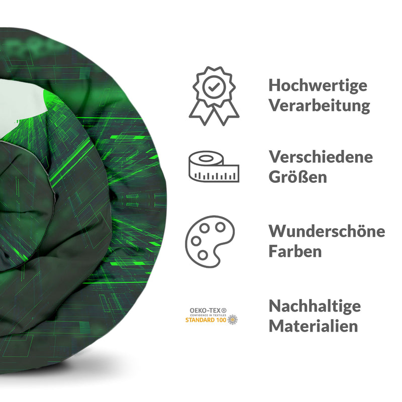 Manta terapéutica original - Funda de algodón en verde con caracteres escritos