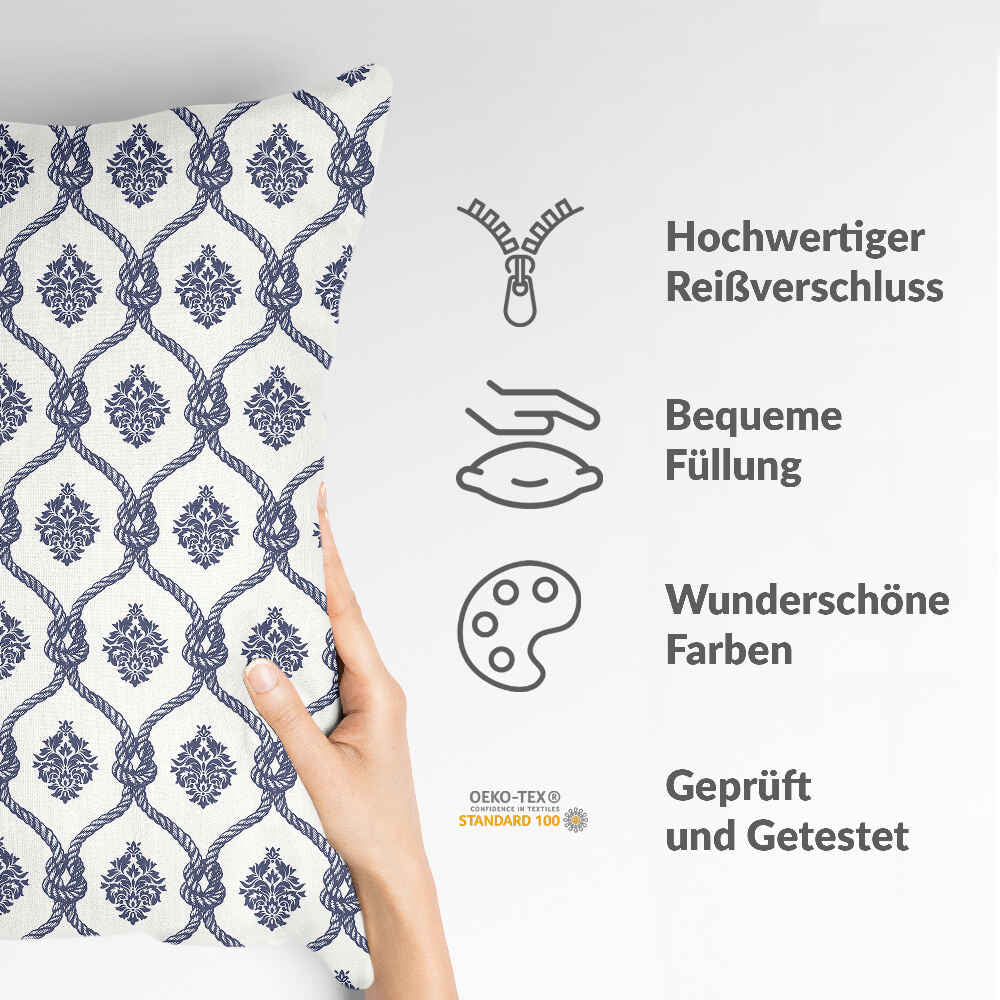 Almohada de salud con patrón azul de marinero