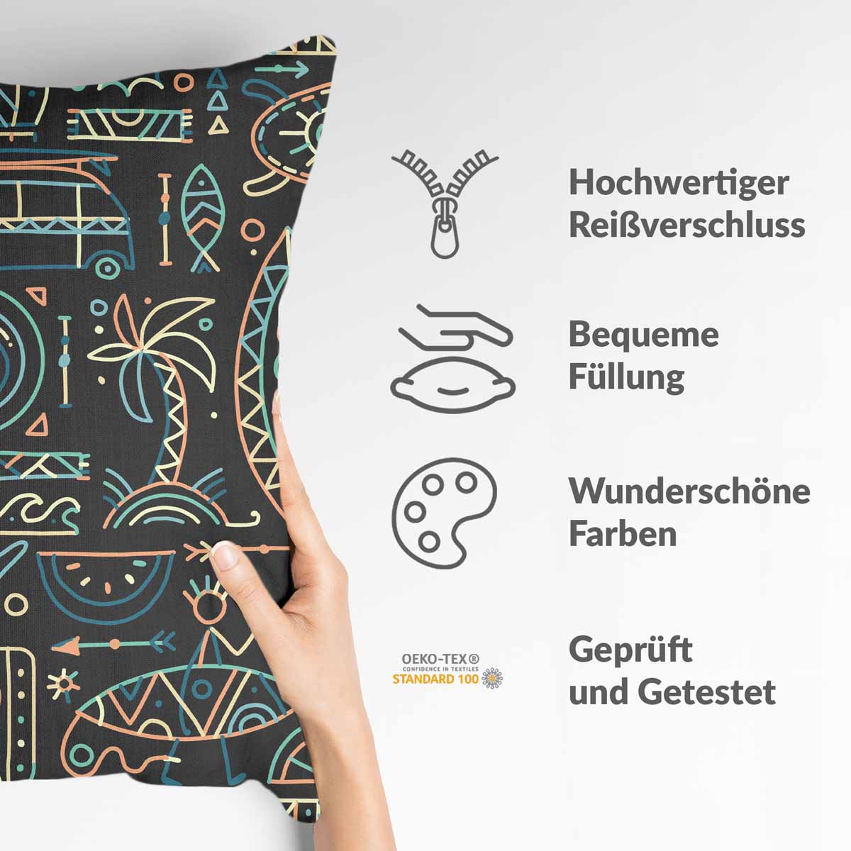 Almohada de salud con patrón hawaiano verde