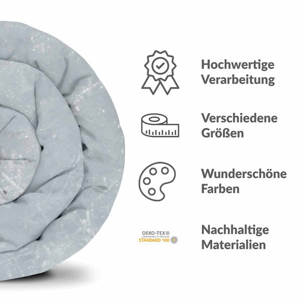 Set de ropa de cama con manta terapéutica gris con copos de nieve