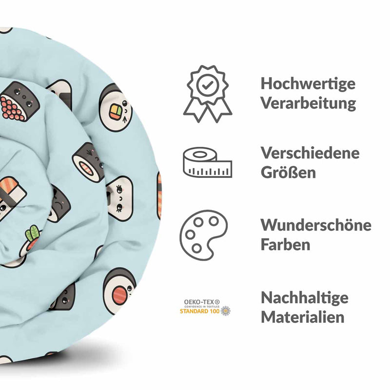 Manta terapéutica original - Funda de algodón azul claro con sushi