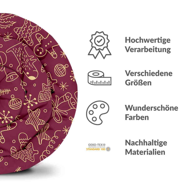 Manta terapéutica original - Funda de algodón roja con divertidos motivos navideños