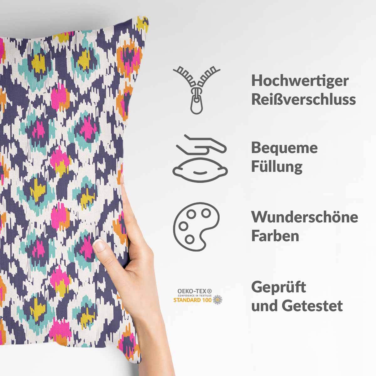 Almohada de salud colorida con estampado de leopardo