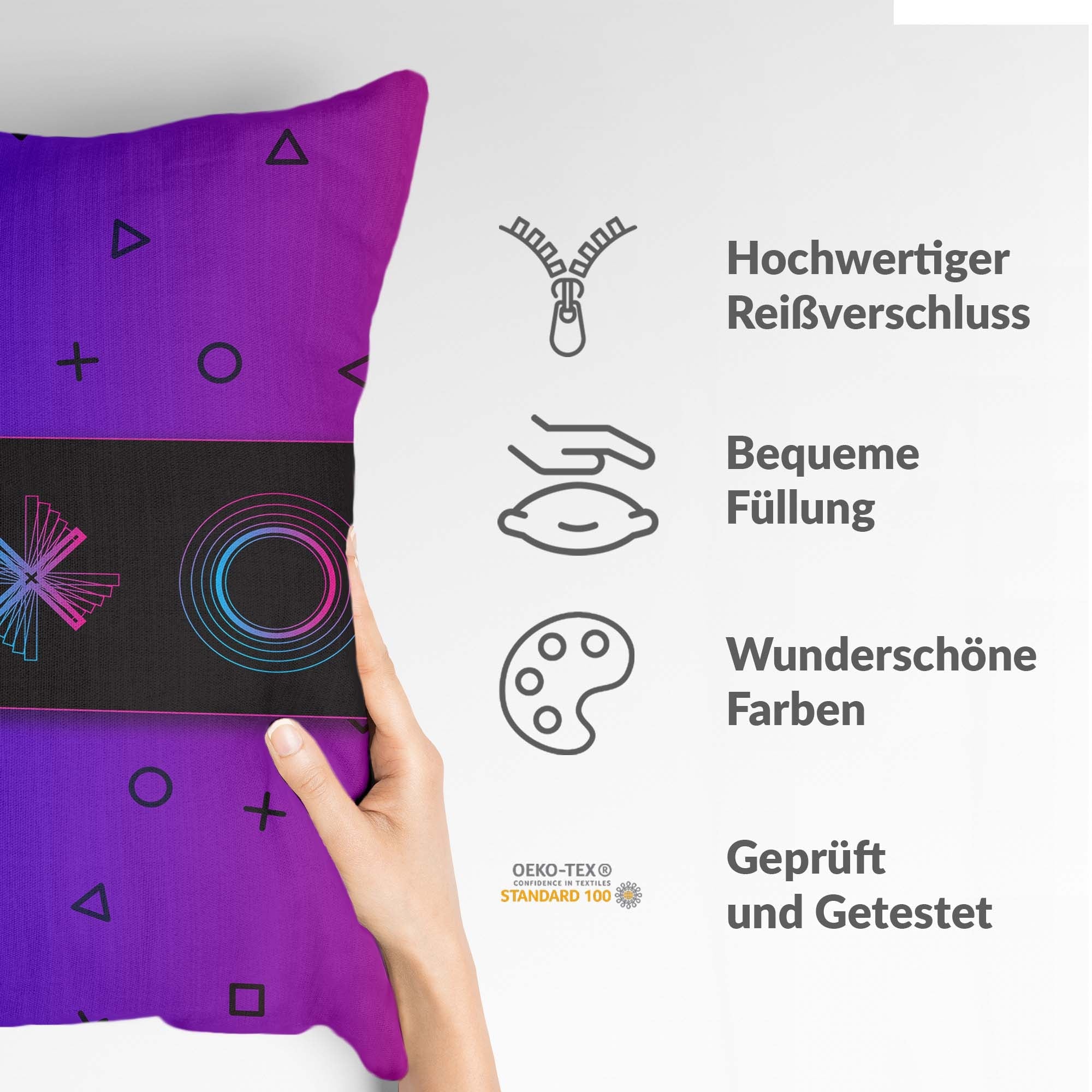 Almohada de salud morada con formas