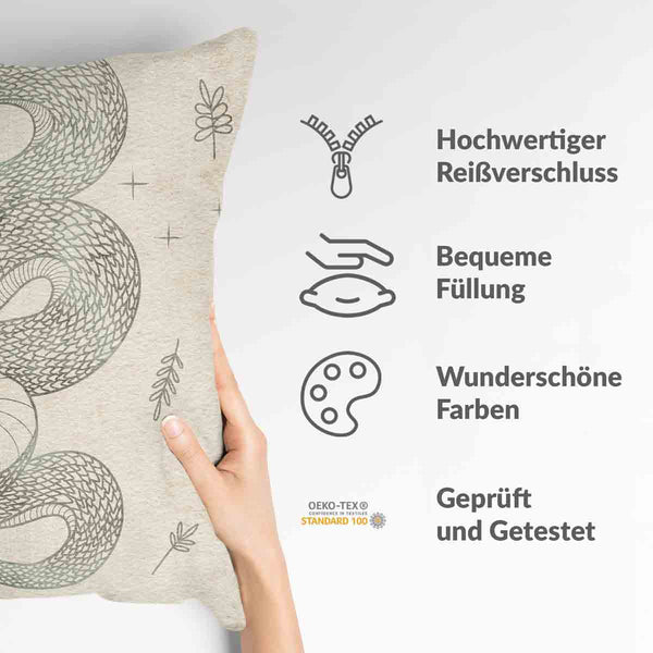 Almohada de salud beige con serpiente