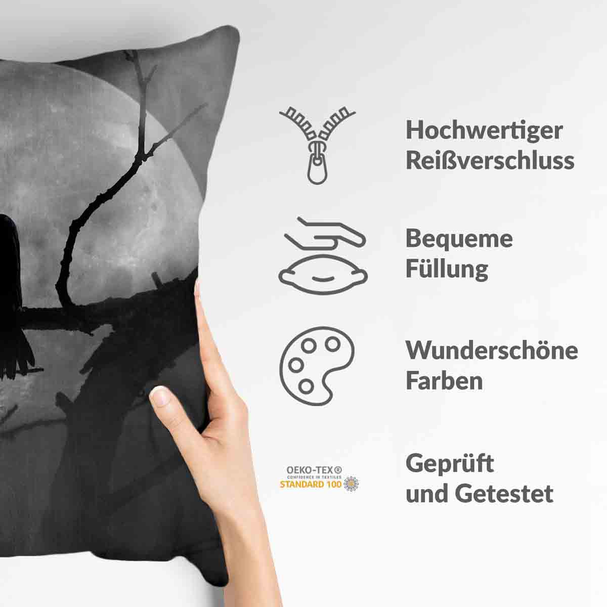 Almohada de salud Cuervo a la luz de la luna