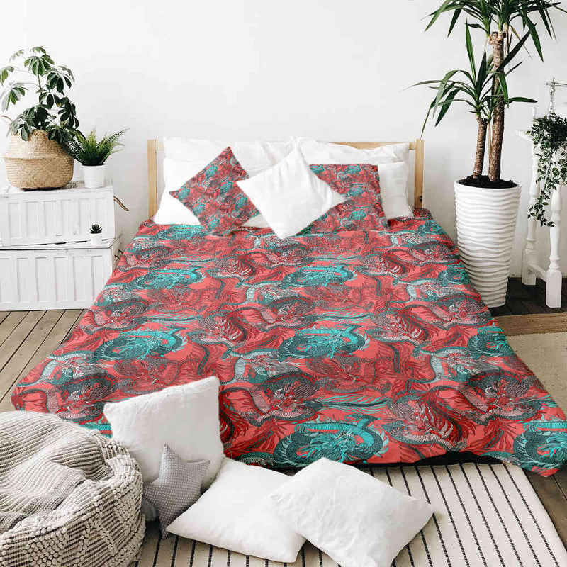 Juego de ropa de cama con manta terapéutica abstracta roja