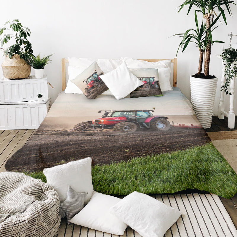 Juego de ropa de cama con manta terapéutica y gran tractor