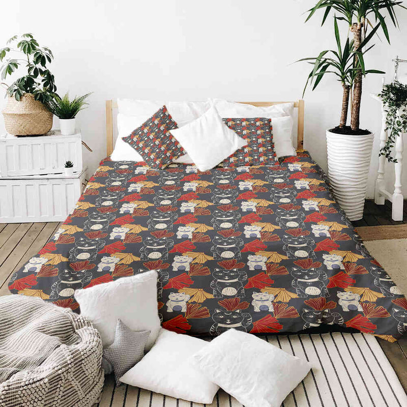Set de ropa de cama con manta terapéutica Gato de la suerte