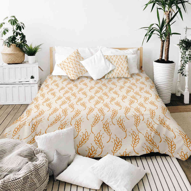 Manta terapéutica original - Funda de algodón blanca con trigo amarillo