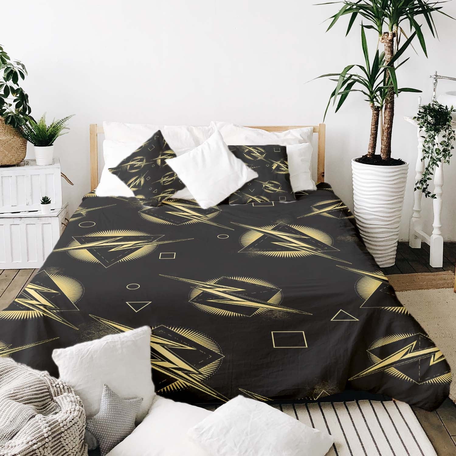Set de ropa de cama con manta terapéutica rayo amarillo