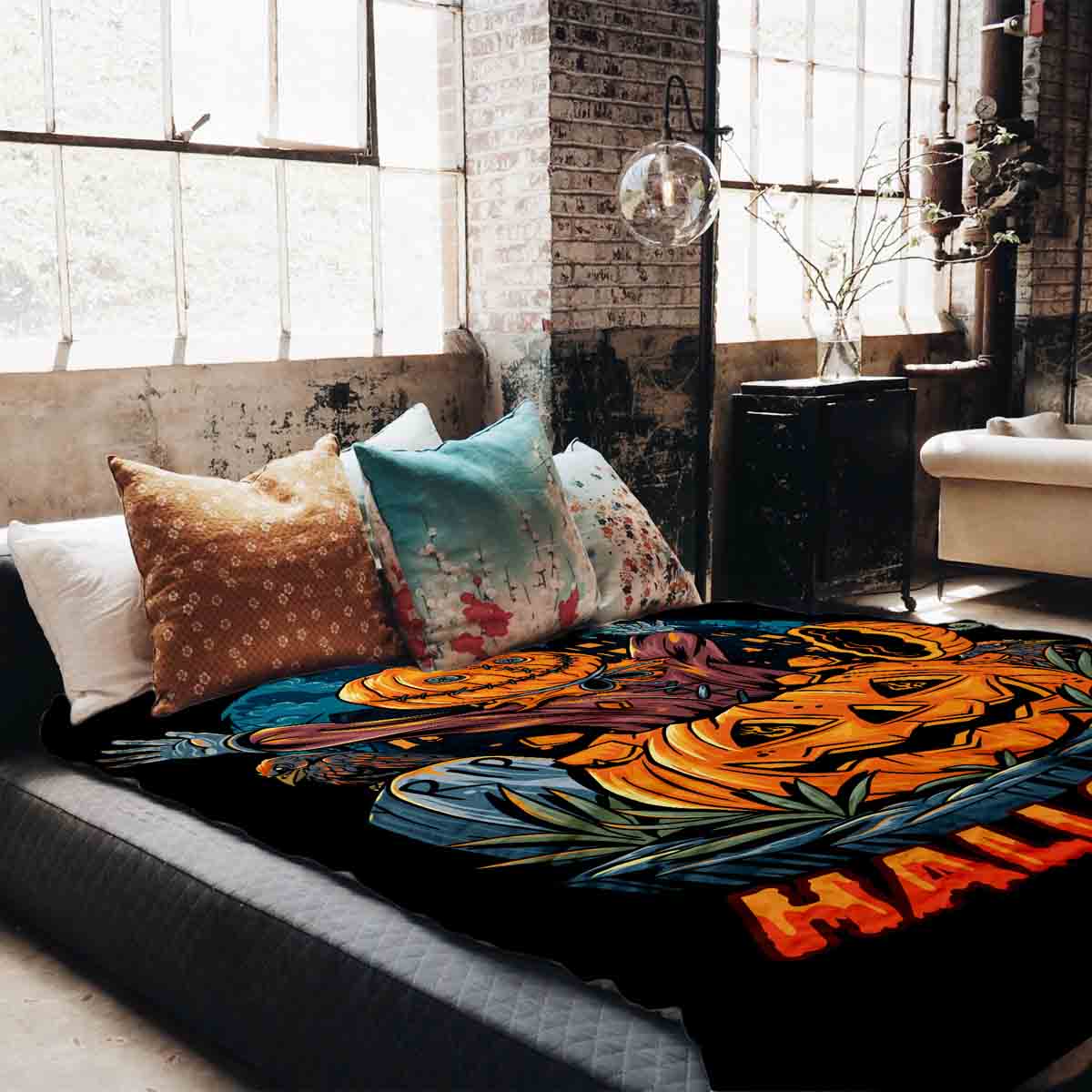 Manta terapéutica original - Funda de algodón Halloween Calabaza