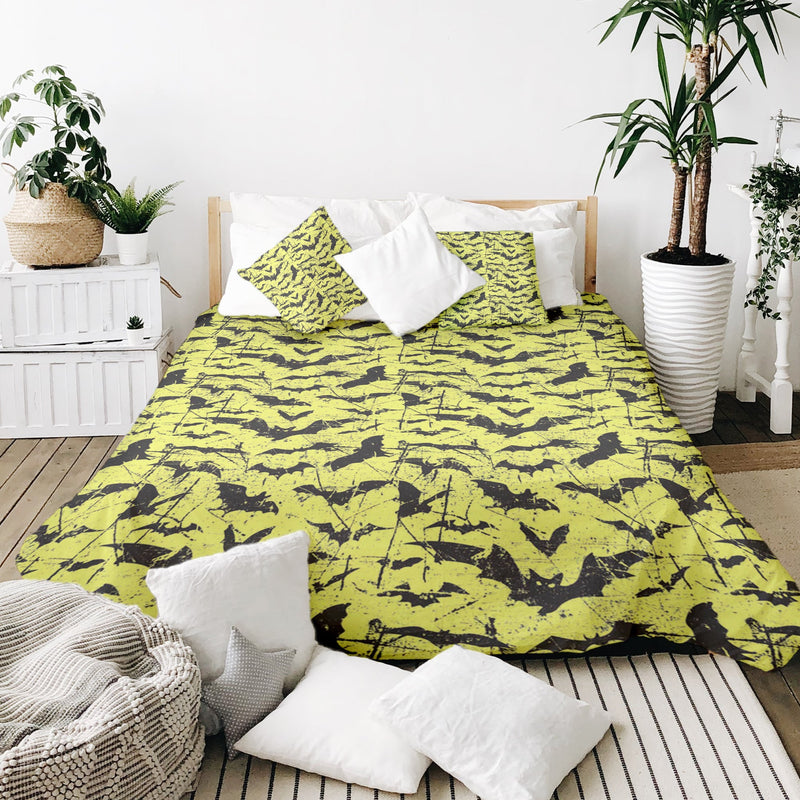 Set de ropa de cama con manta terapéutica amarillo murciélago