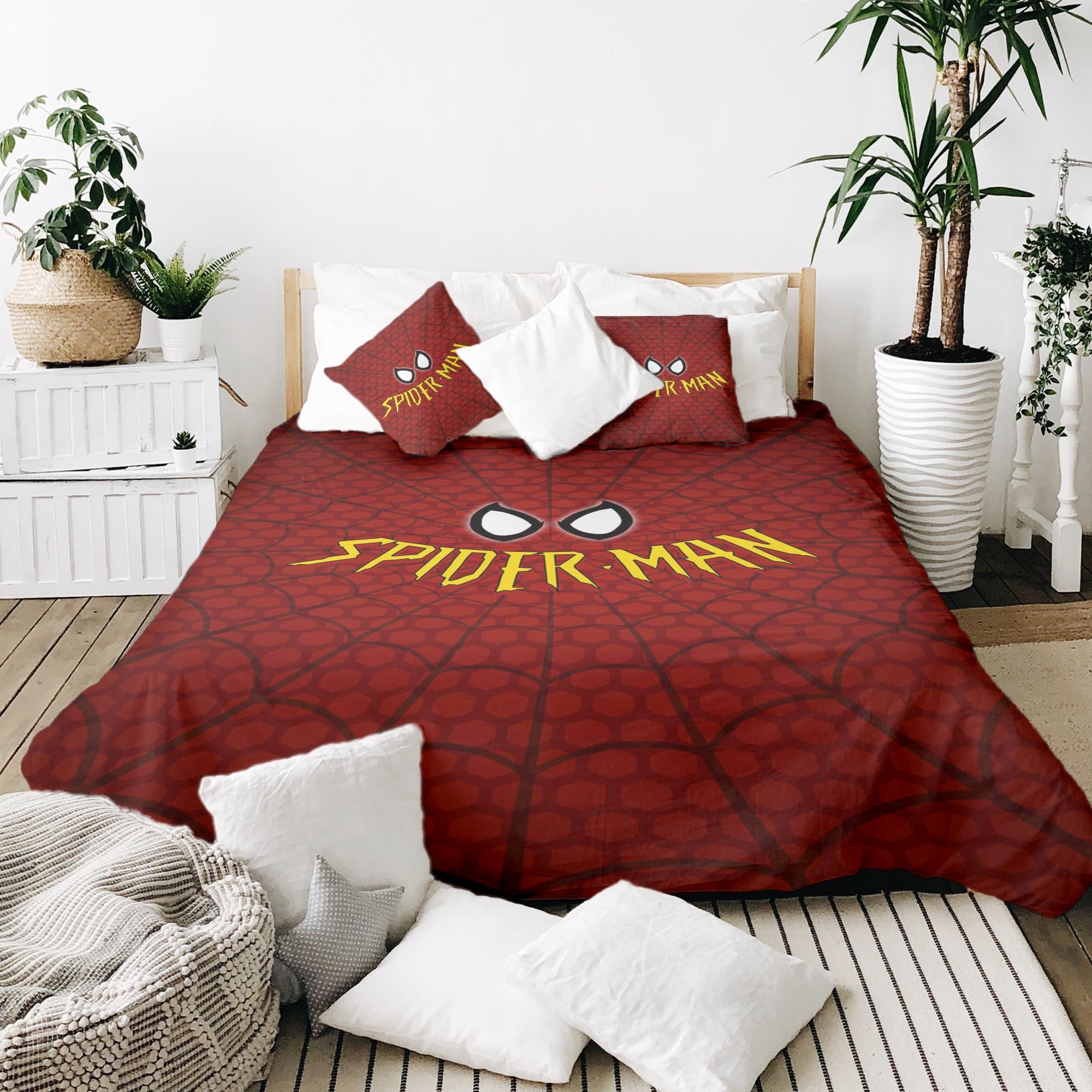 Set de ropa de cama con manta terapéutica rojo Spiderman