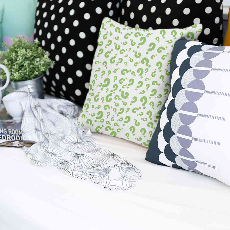 Almohada de salud Signos de interrogación verdes