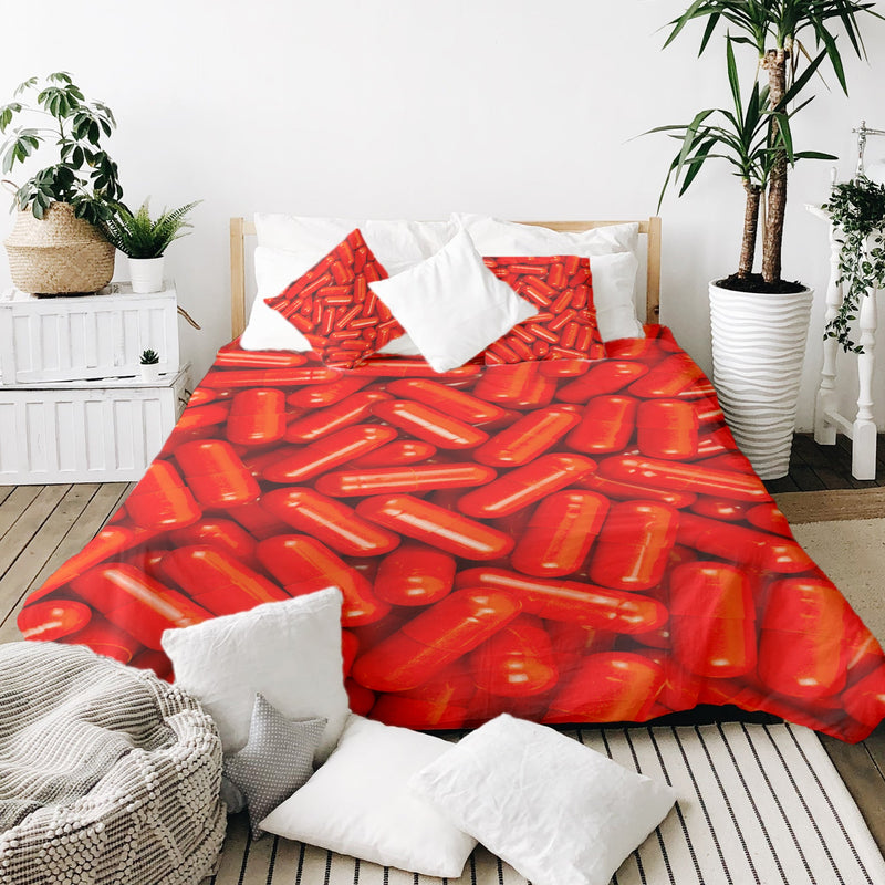 Juego de ropa de cama con manta terapéutica rojo tabletas