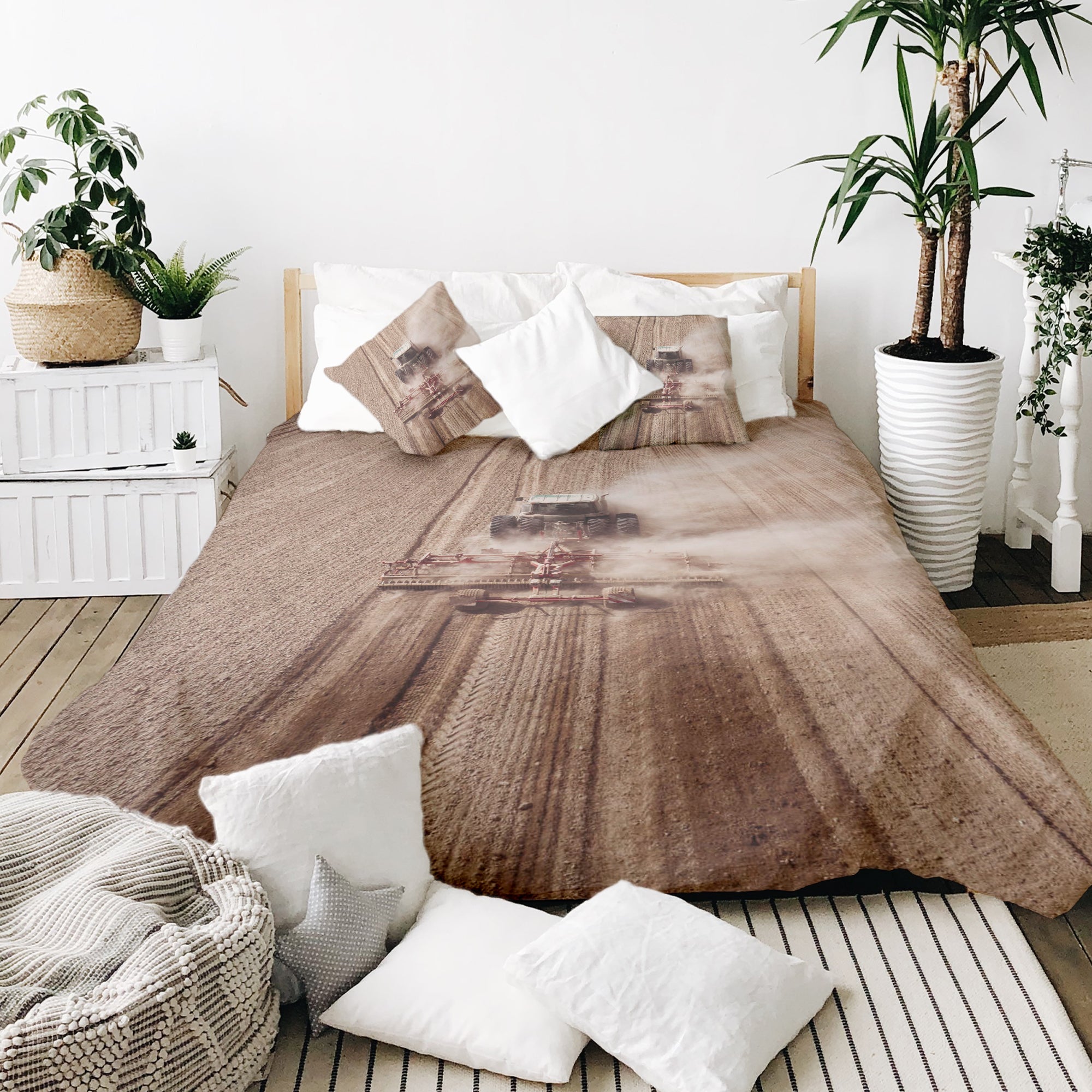 Juego de ropa de cama con manta terapéutica Tractor en polvo