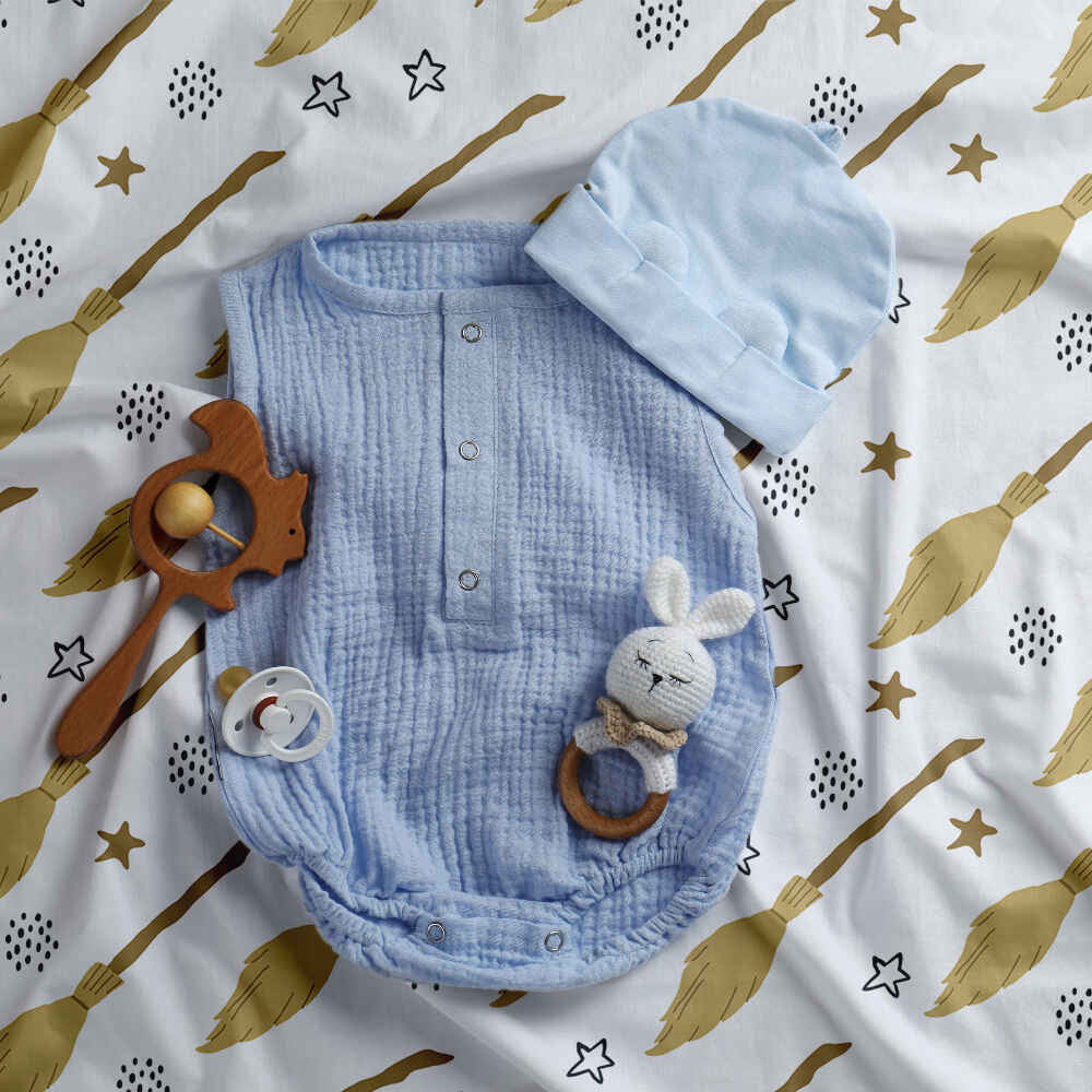 Manta terapéutica original - Funda de algodón blanca con la escoba de Harry