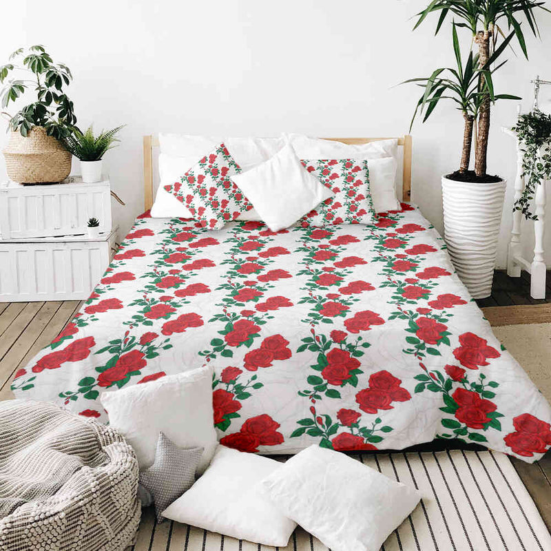 Manta terapéutica original - Funda de algodón blanca con arbusto de rosas