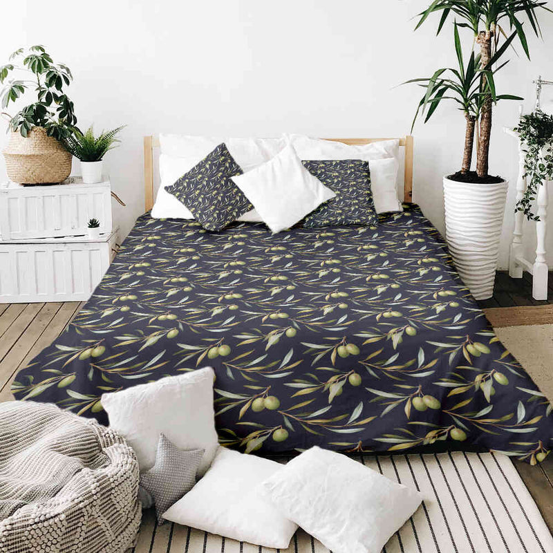 Set de ropa de cama con mantas terapéuticas y olivas