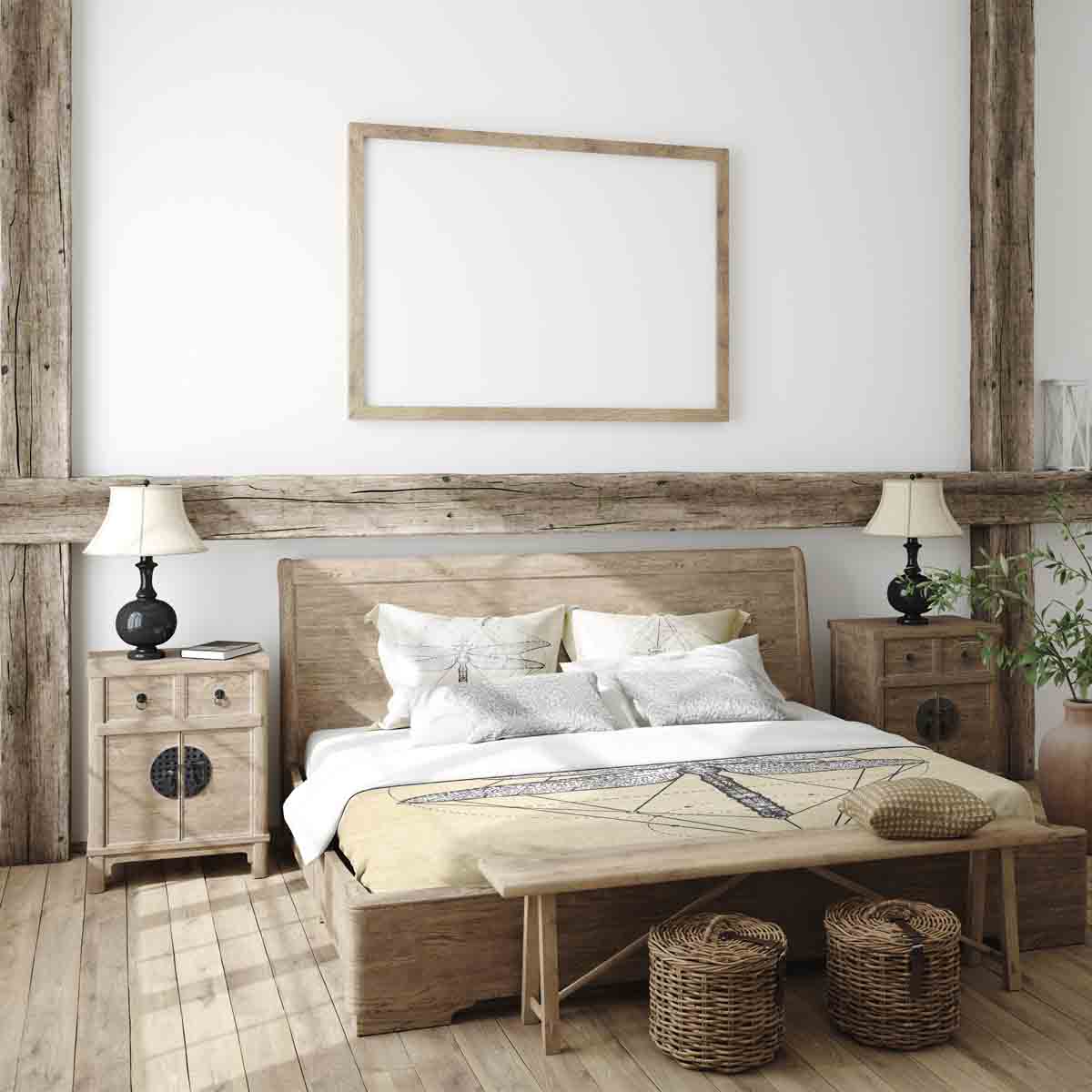 Set de ropa de cama con manta terapéutica amarillo con libélula