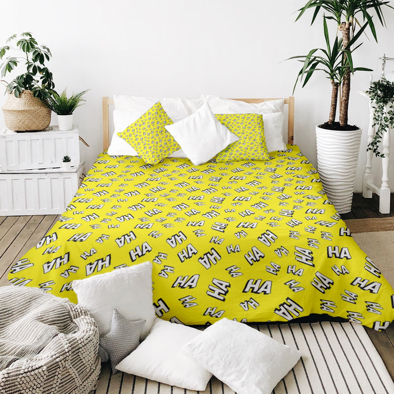 Set de ropa de cama con manta terapéutica amarillo Ha Ha