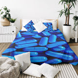 Juego de ropa de cama con manta terapéutica azul tabletas