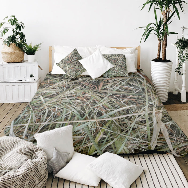 Juego de ropa de cama con manta terapéutica blanca con paja
