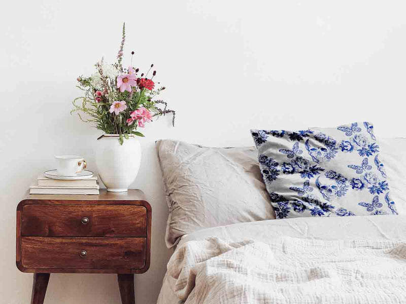 Almohada de salud flores calavera