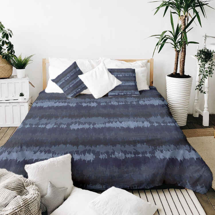 Set de ropa de cama con manta terapéutica ondas sonoras azules