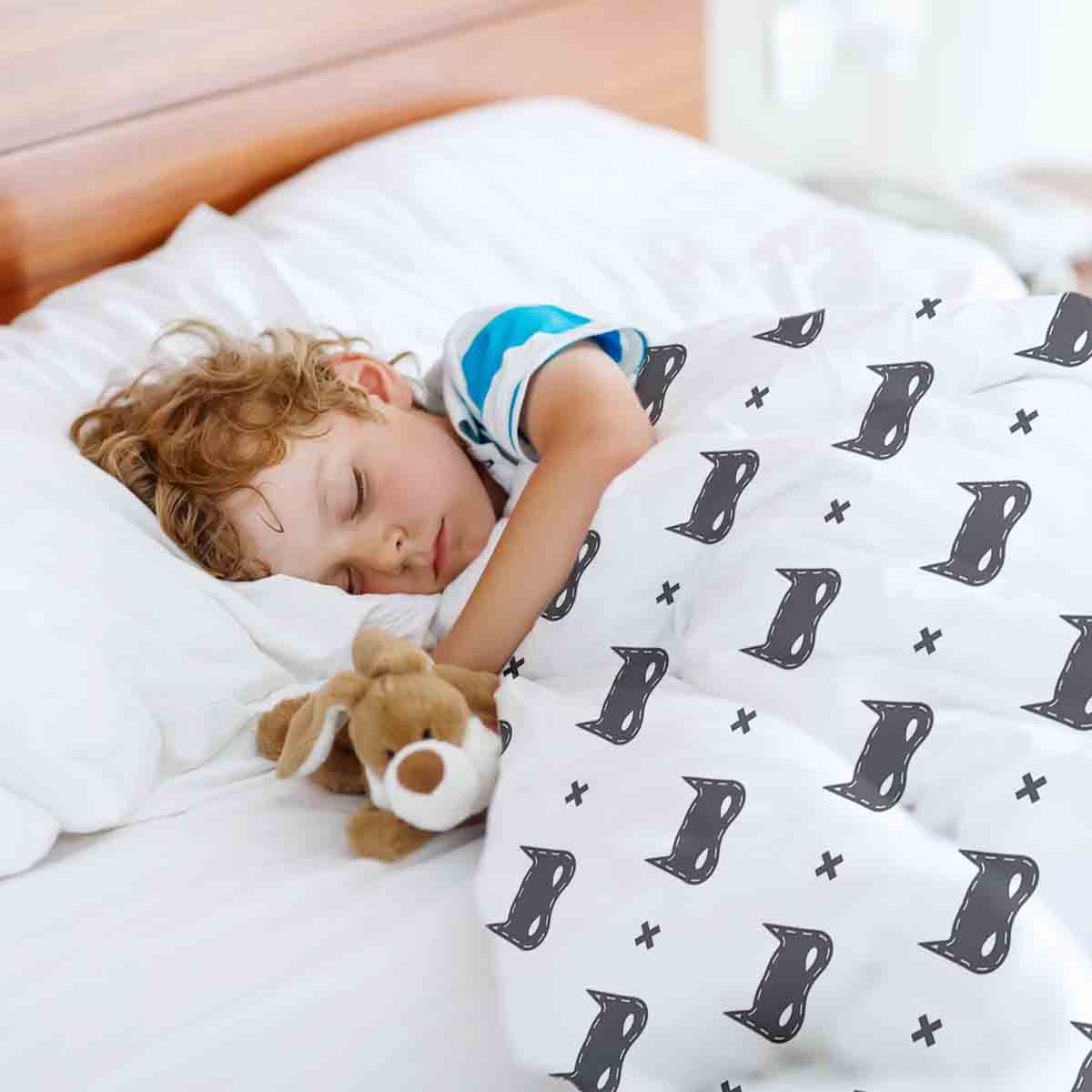 Manta terapéutica original - Funda de algodón blanca con máscara de gato