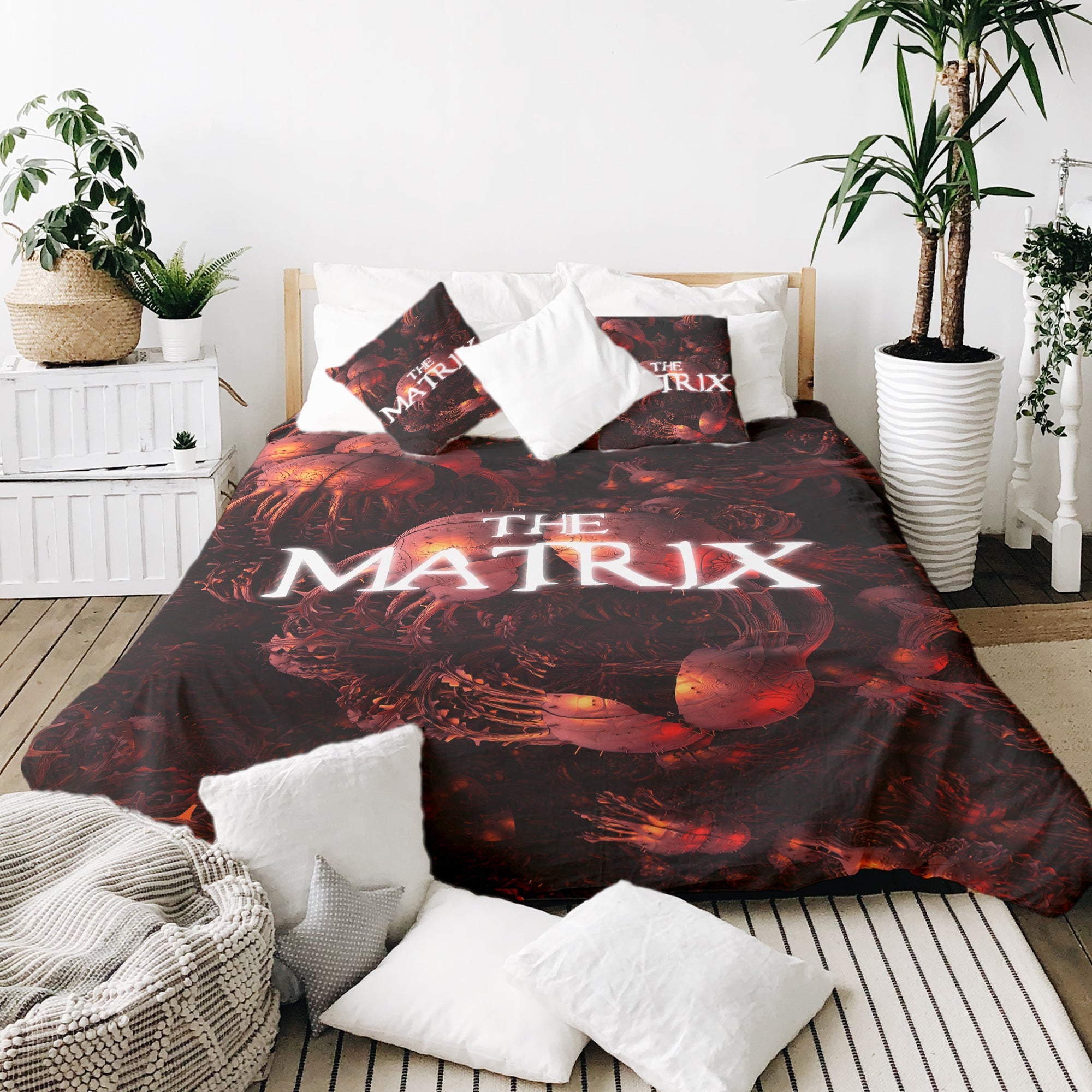 Set de ropa de cama con manta terapéutica roja con inscripción The Matrix