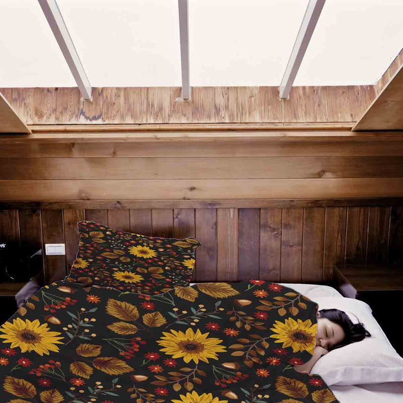 Set de ropa de cama con manta terapéutica y girasol