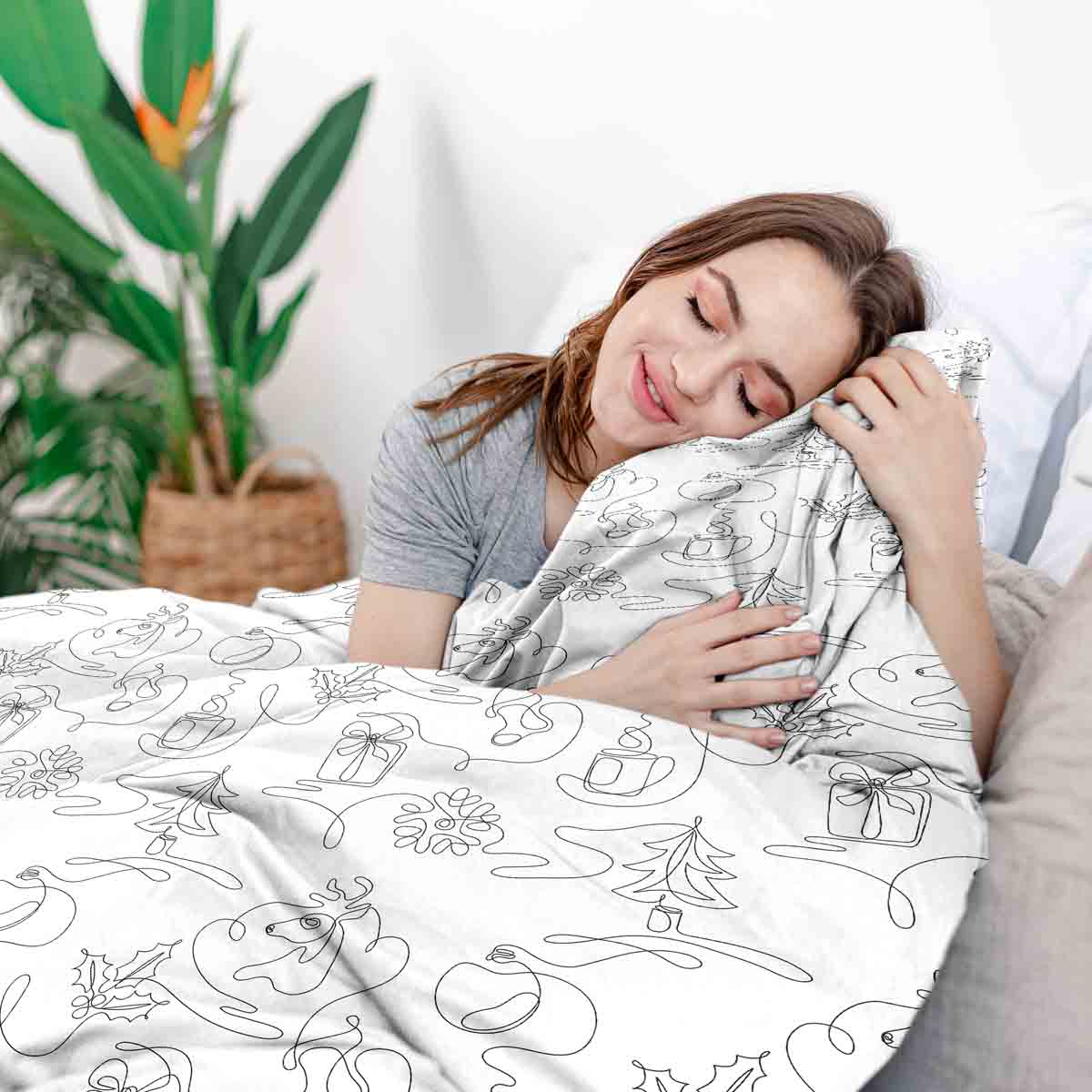 Set de ropa de cama con manta terapéutica Navidad abstracta