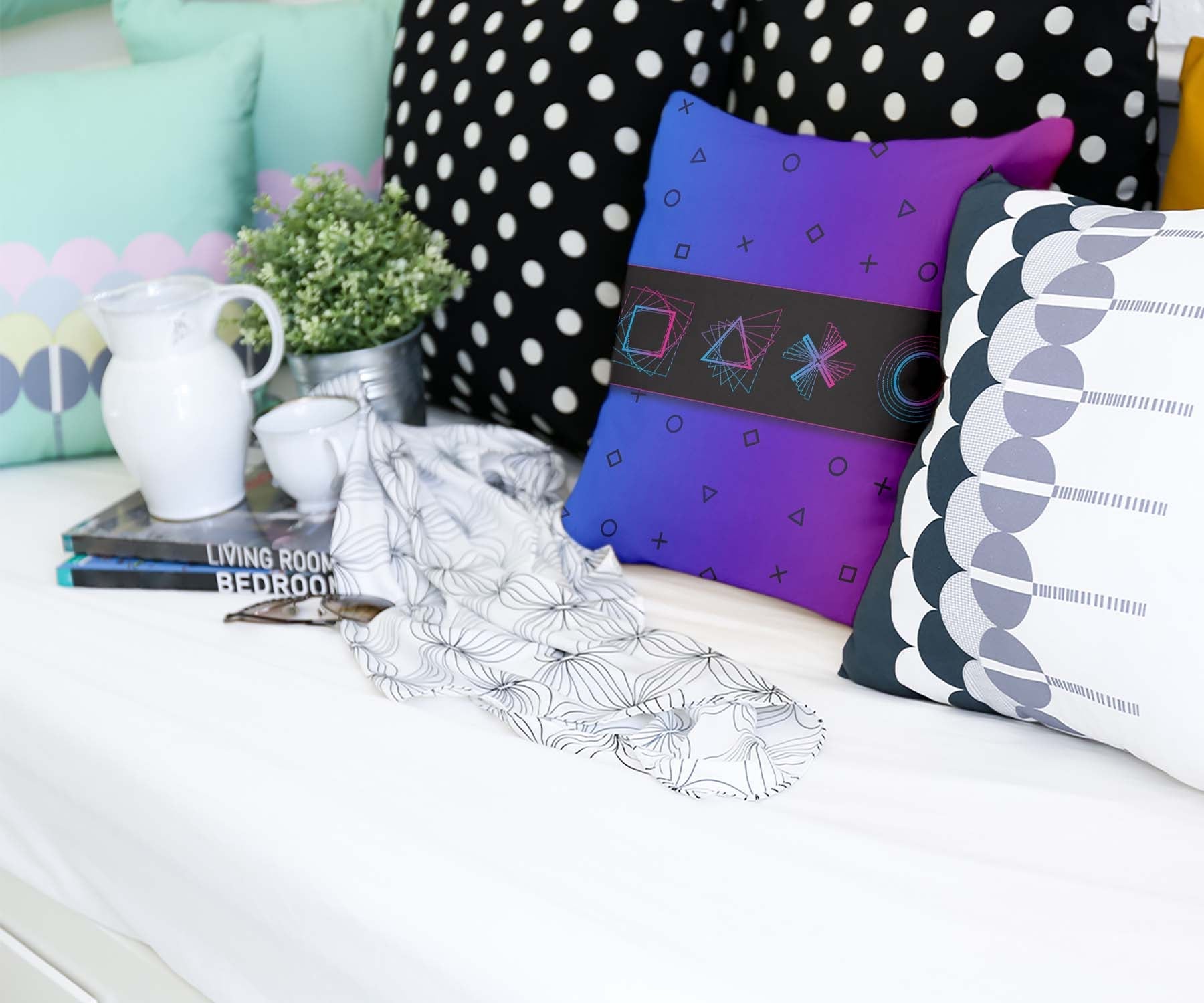 Almohada de salud morada con formas