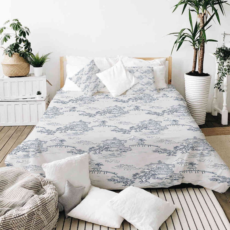 Set de ropa de cama con manta terapéutica gris muralla china