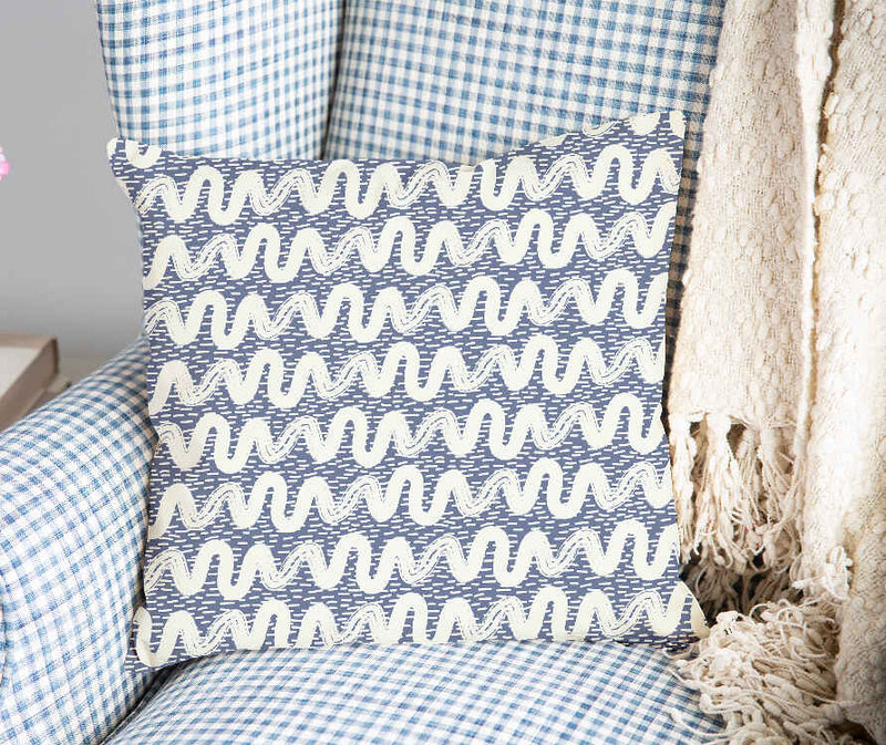 Almohada de salud azul con ondas blancas