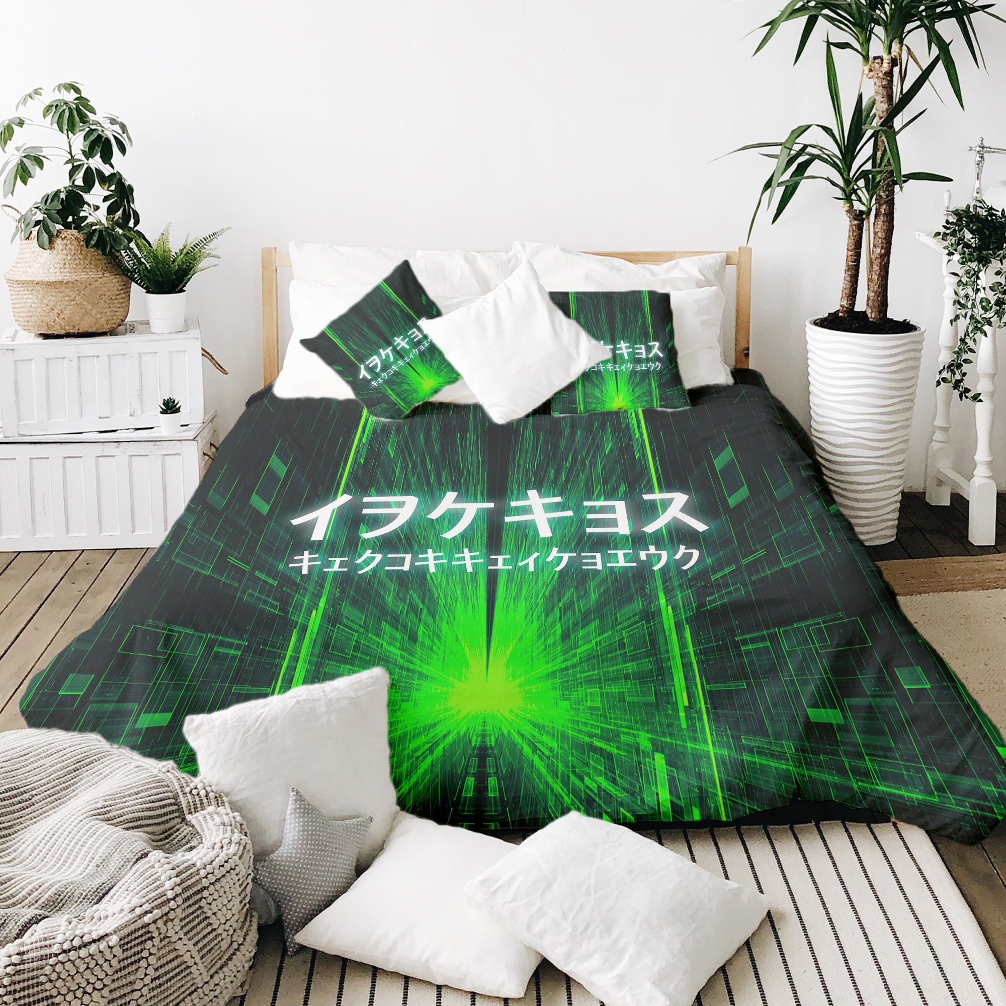 Manta terapéutica original - Funda de algodón verde con inscripción china