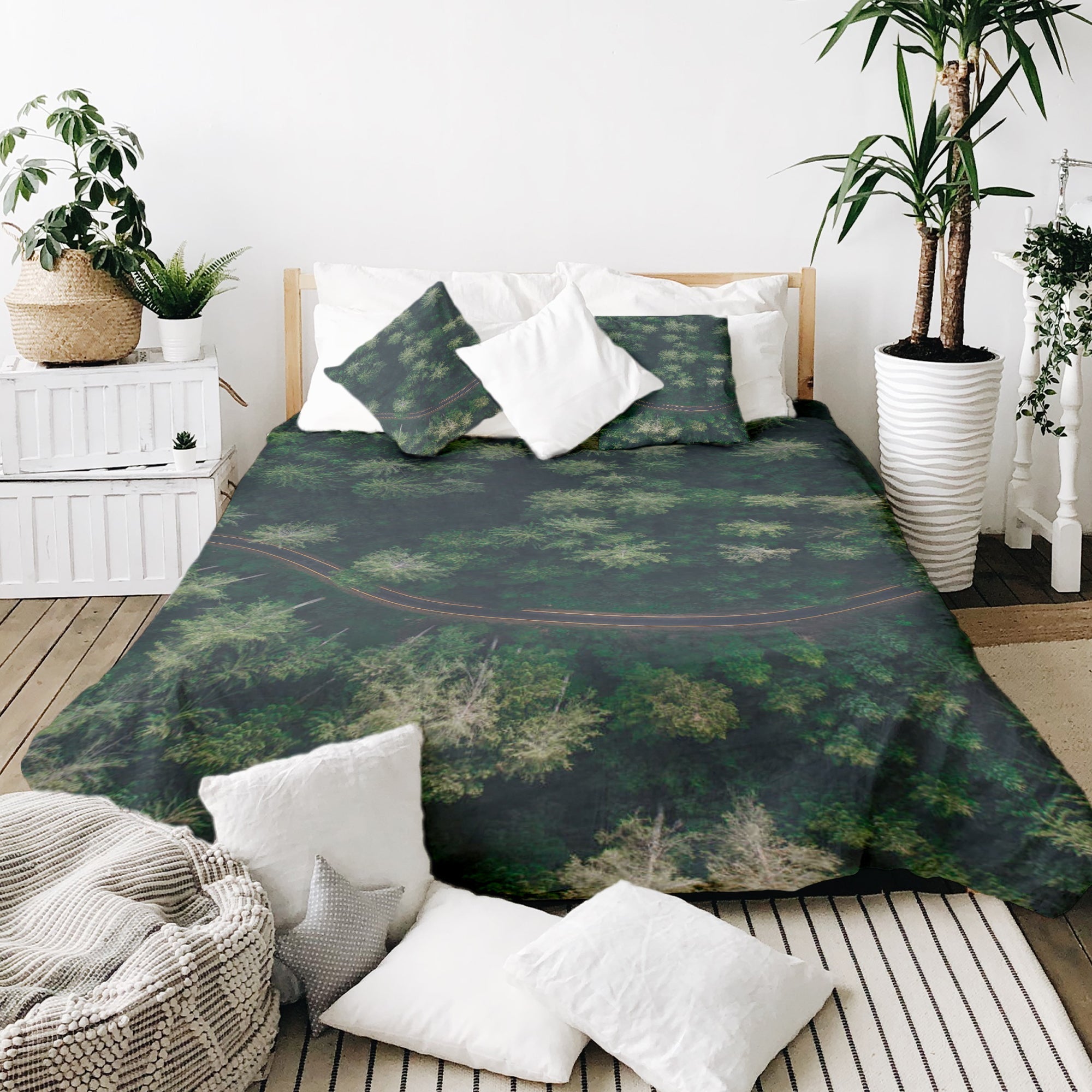 Set de ropa de cama con manta terapéutica Calle en el bosque