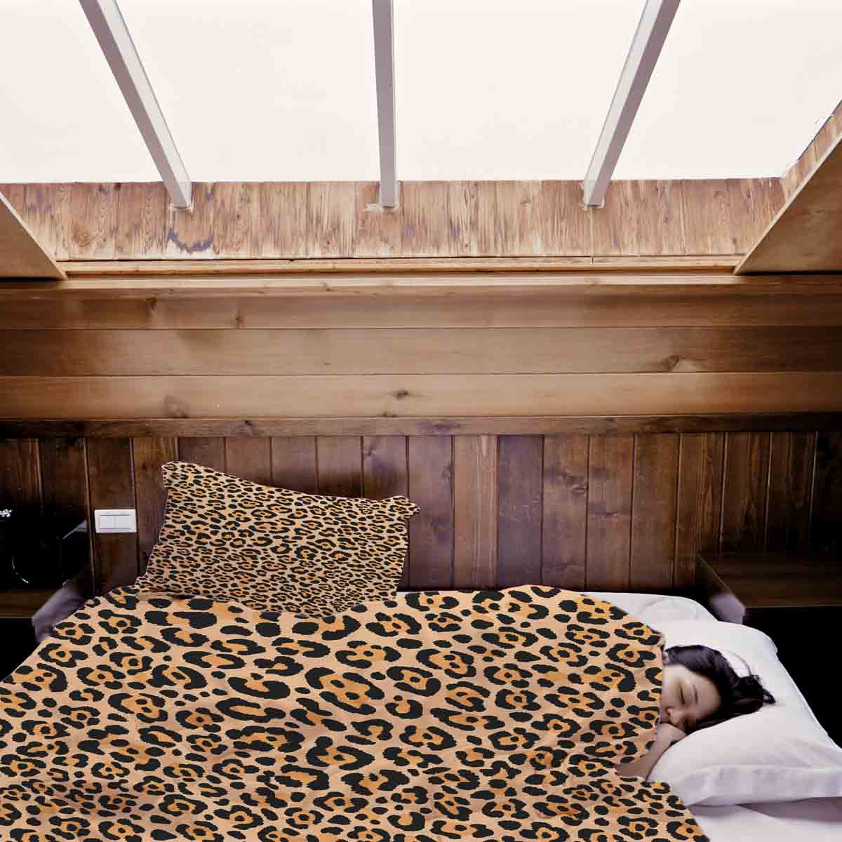 Set de ropa de cama con manta terapéutica estampado de leopardo